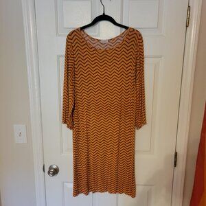 Vintage Pixley orange and grey chevron dress top, size XL